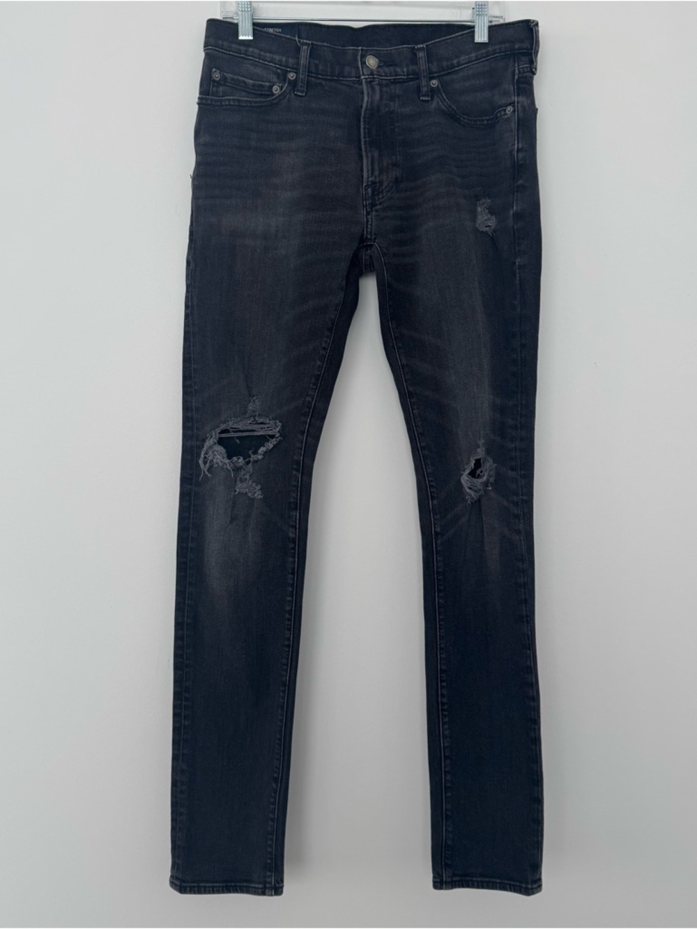 Abercrombie & Fitch Felix Super Skinny Jeans Mens 32x34 Black Ripped Distressed